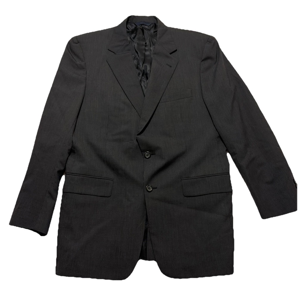 BURBERRY London 40R BLAZER JACKET BLACK 100% WOOL Kensington 2 Button Sport Coat